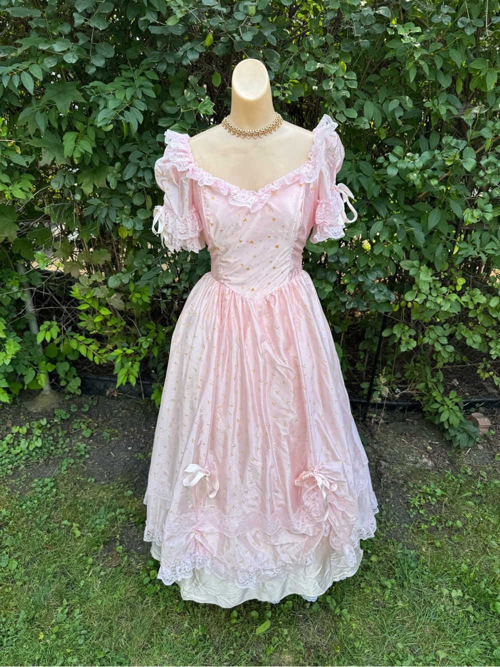 Vintage 1980s Pink Princess Prom Dress sz M - NEEDS REPAIR